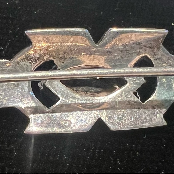 1920s Art Deco 🖤 Sterling & Onyx Bar Pin Marcasite Pave 🖤 - Picture 5 of 6